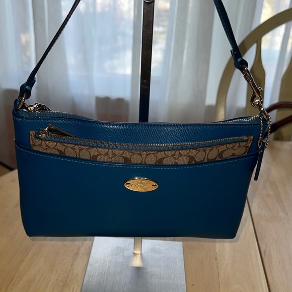 Coach Handbags - Coach Teal and Tan Shoulder Bag